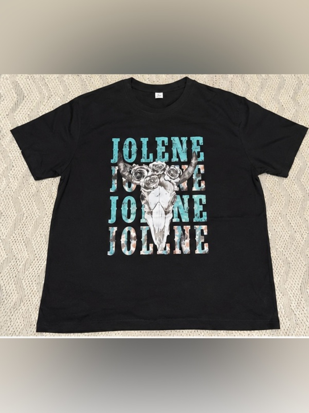 Jolene Western Graphic Tee XL Black Turquoise Longhorn Cowgirl Shirt